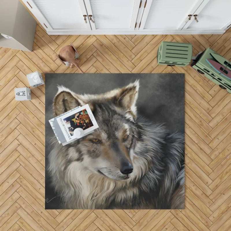 Wolf Intense Gaze Wilderness Majesty Rug