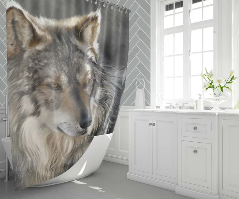 Wolf Intense Gaze Wilderness Majesty Shower Curtain 1