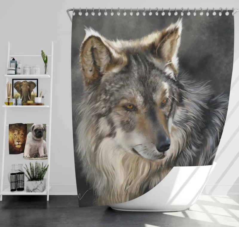 Wolf Intense Gaze Wilderness Majesty Shower Curtain