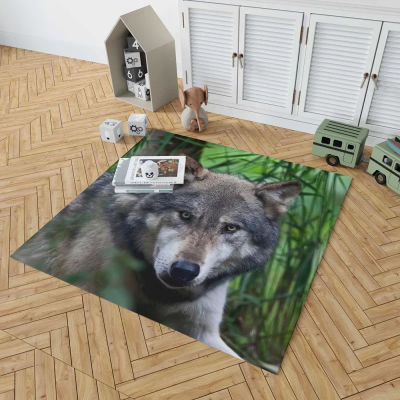 Wolf Intense Stare Wilderness Aura Rug 1