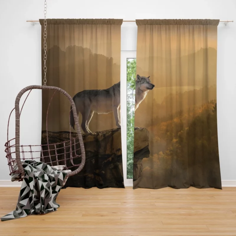 Wolf Majestic Overlook Enchanted Presence Curtain