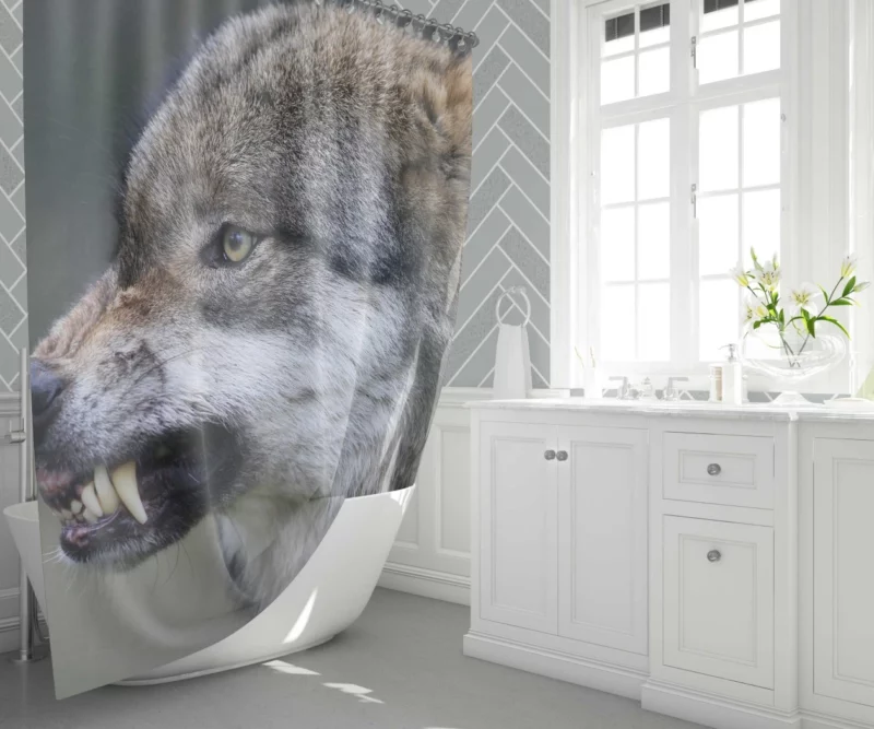 Wolf Snarl Untamed Majesty Shower Curtain 1