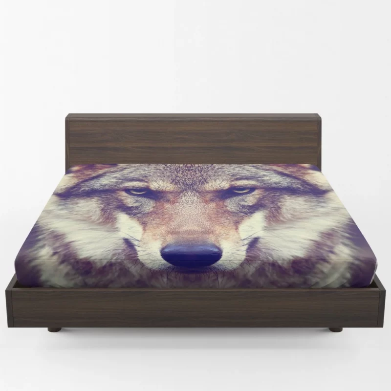 Wolf Stare Amidst Wilderness Fitted Sheet