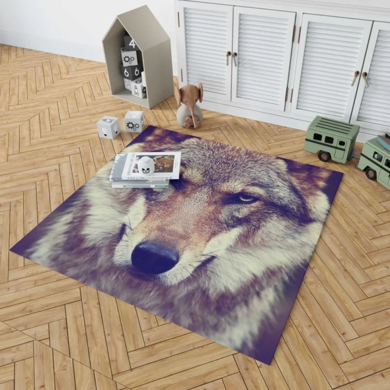 Wolf Stare Amidst Wilderness Rug 1