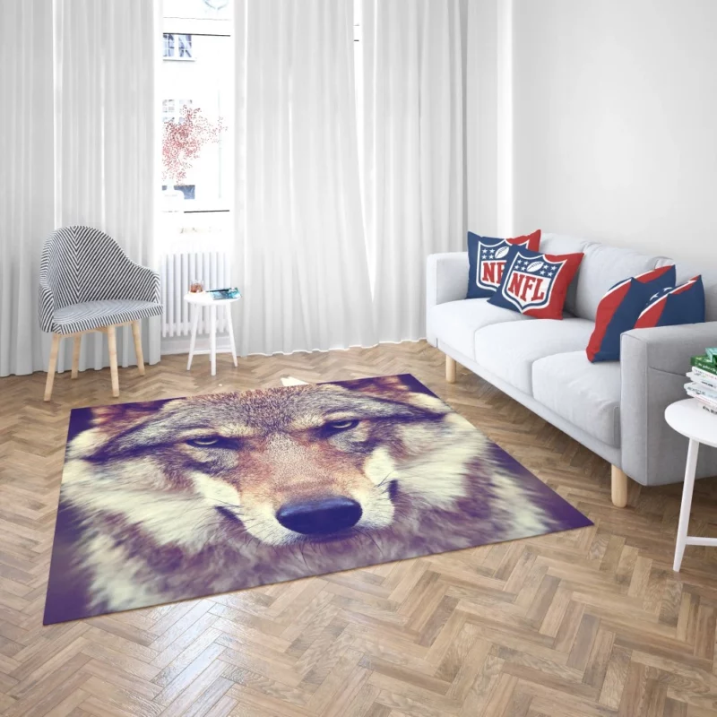 Wolf Stare Amidst Wilderness Rug 2