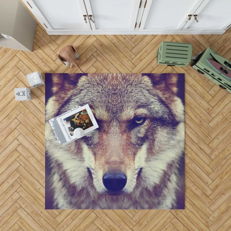 Wolf Stare Amidst Wilderness Rug