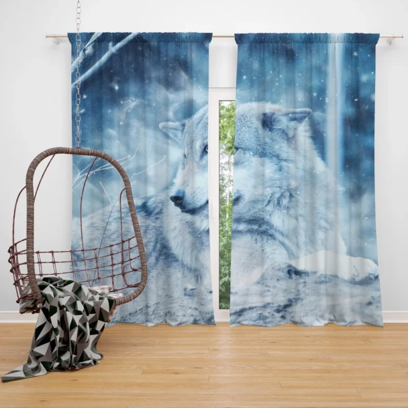 Wolf Wilderness Snowy Serenity Curtain