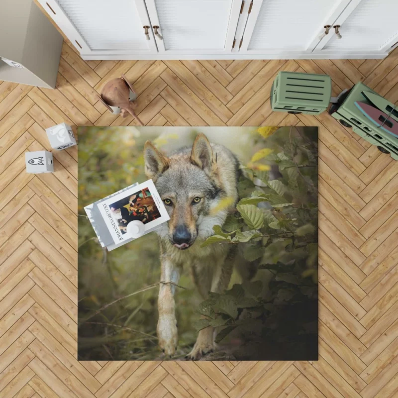 Wolf in Forest Majestic Wilderness Rug