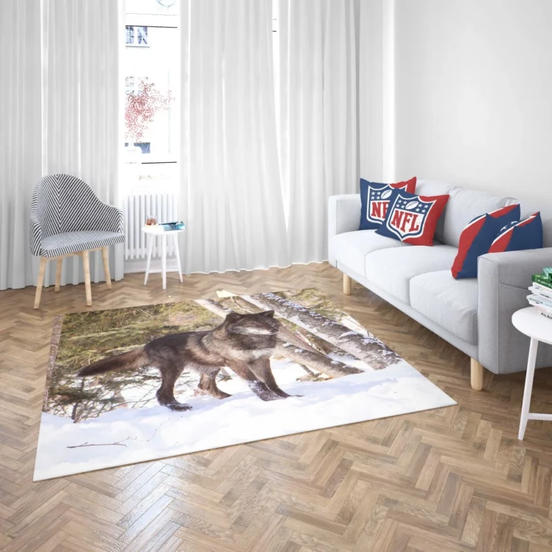 Wolf in Snow Wilderness Majesty Rug 2