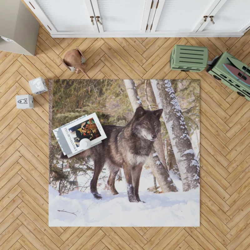 Wolf in Snow Wilderness Majesty Rug