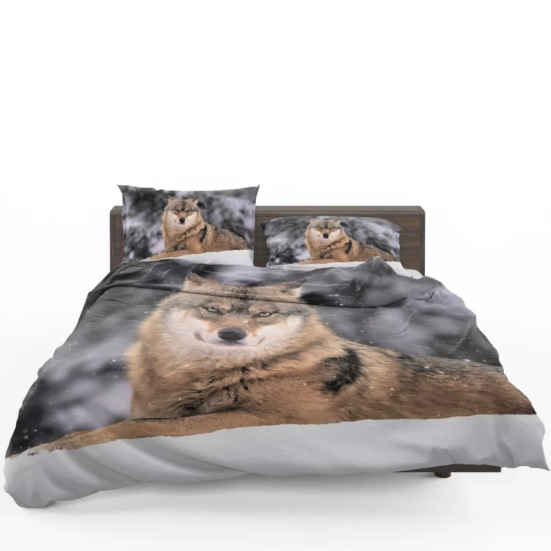 Wolf in Snowfall Enchanted Wilderness Bedding Set