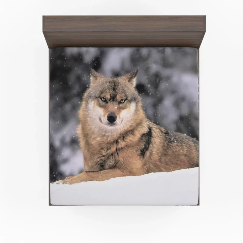 Wolf in Snowfall Enchanted Wilderness Fitted Sheet 1