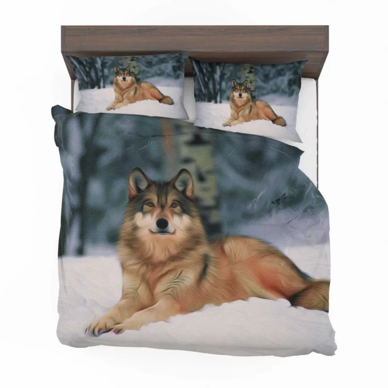 Wolf in Winter Scene Bedding Set 1