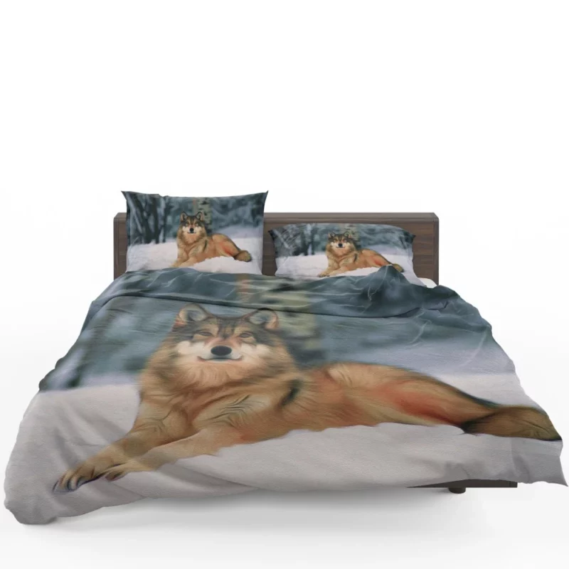 Wolf in Winter Scene Bedding Set