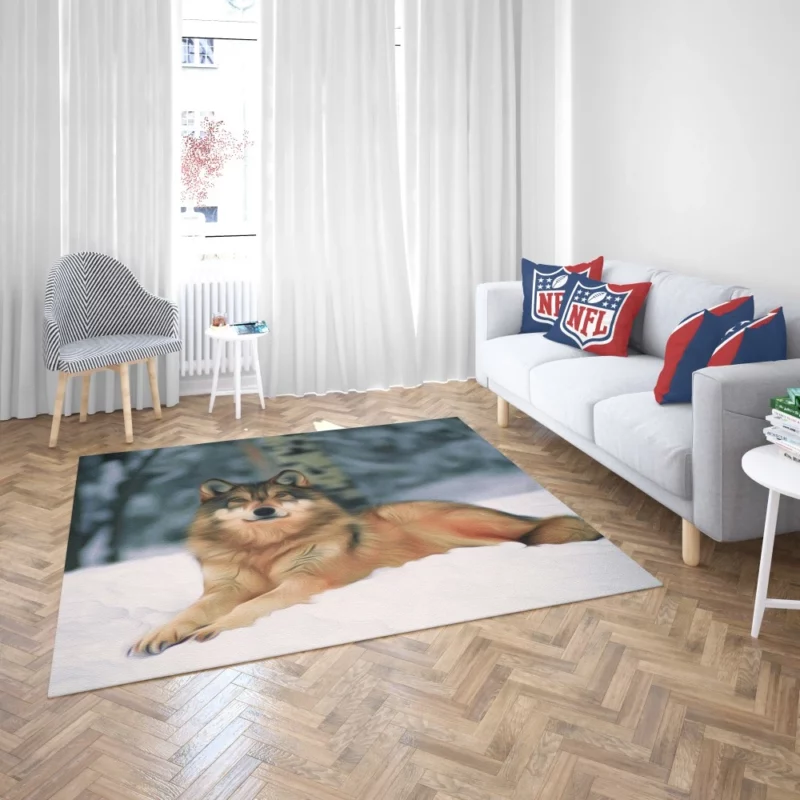 Wolf in Winter Scene Rug 2