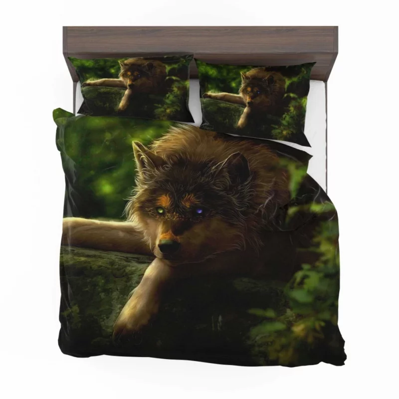 Wolf with Heterochromia Mystical Aura Bedding Set 1