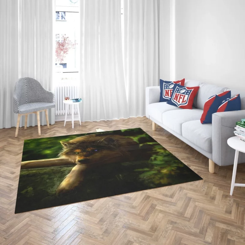 Wolf with Heterochromia Mystical Aura Rug 2