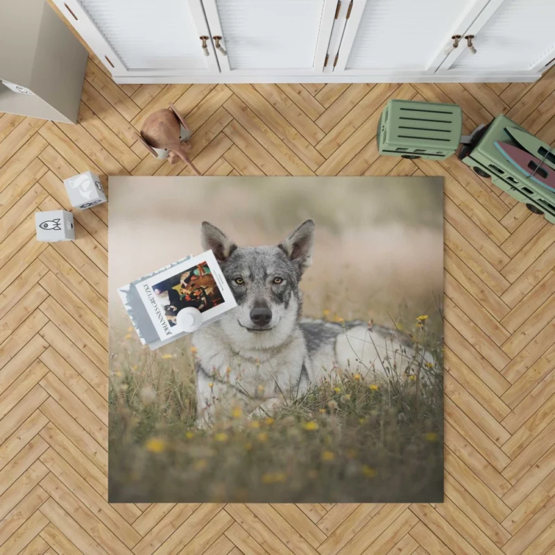 Wolfdog Intense Stare Wilderness Charm Rug