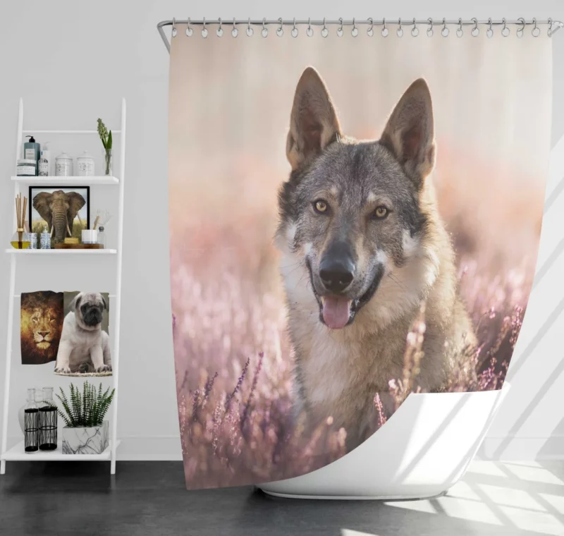 Wolfdog Lavender Charm Enigmatic Aura Shower Curtain