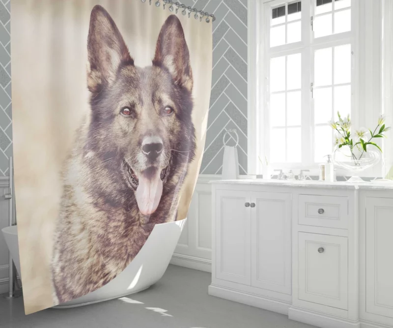 Wolfdog Loyal Stance Canine Companion Shower Curtain 1