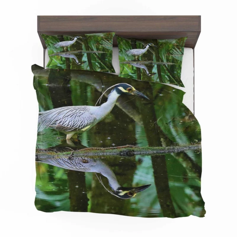 Yellow-Crowned Heron Reflection Waterside Beauty Bedding Set 1