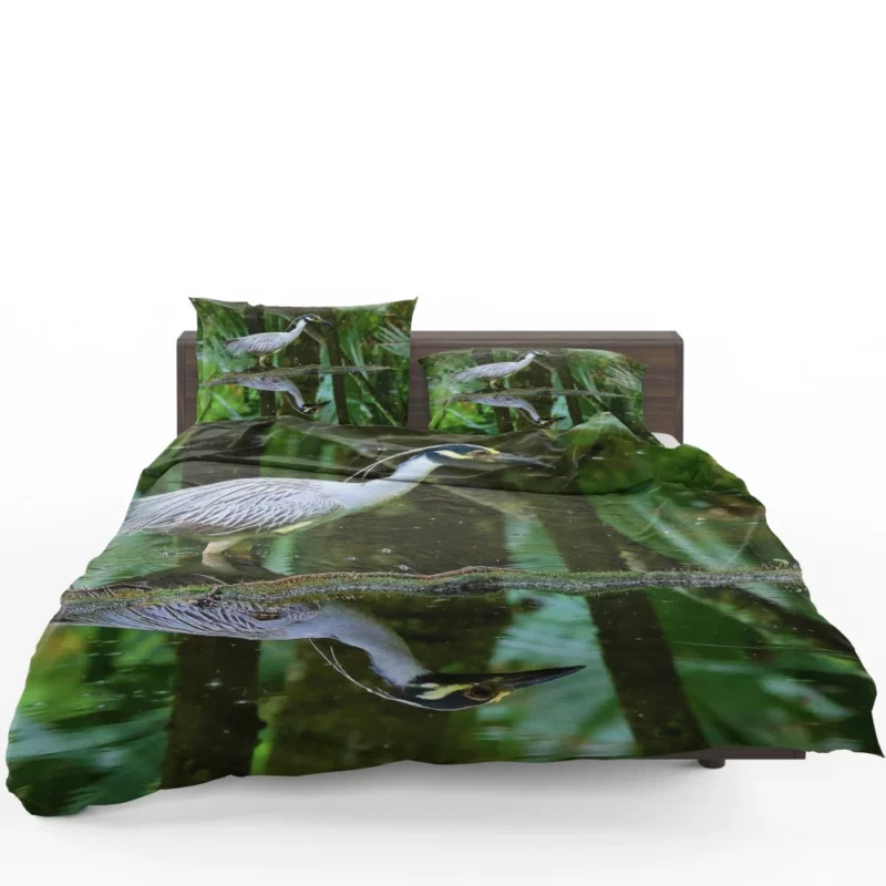 Yellow-Crowned Heron Reflection Waterside Beauty Bedding Set