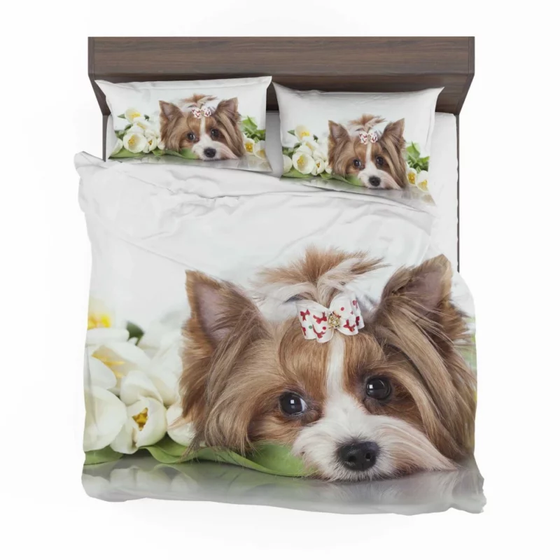 Yorkshire Terrier Amidst Tulips Floral Play Bedding Set 1