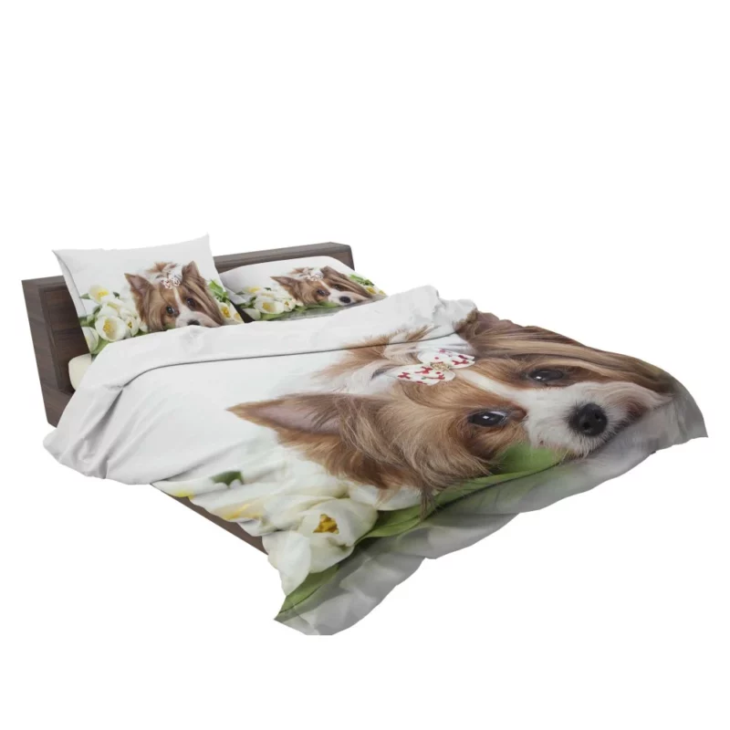 Yorkshire Terrier Amidst Tulips Floral Play Bedding Set 2