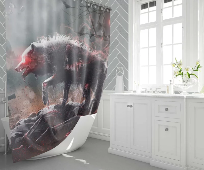 Zombie Dark and Bloody Journey Shower Curtain 1