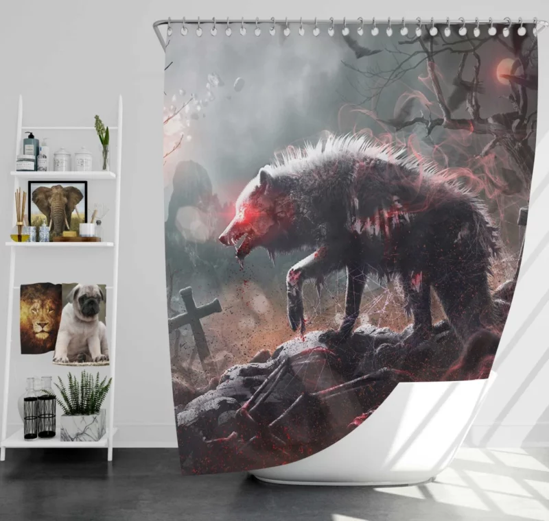 Zombie Dark and Bloody Journey Shower Curtain