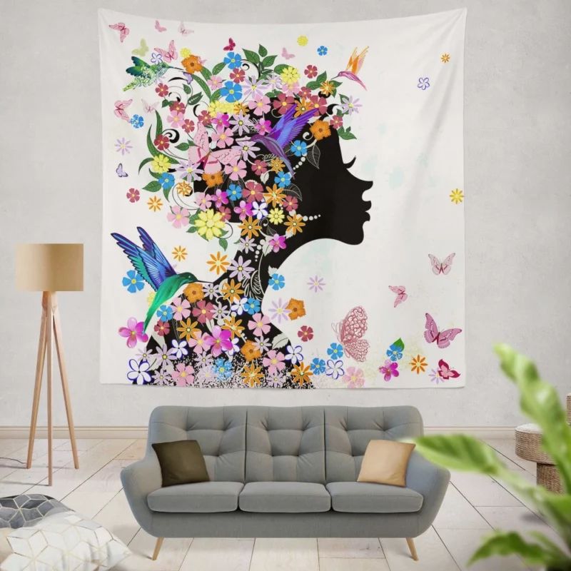 Abstract Floral Vector Nature Beauty Wall Hanging Tapestry