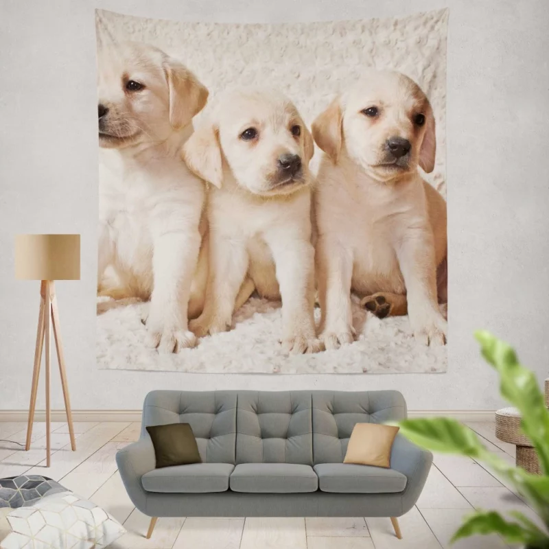 Adorable Labrador Puppies Furry Cuteness Wall Hanging Tapestry