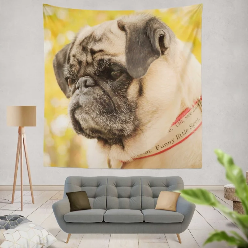 Adorable Pug Portrait Wall Hanging Tapestry