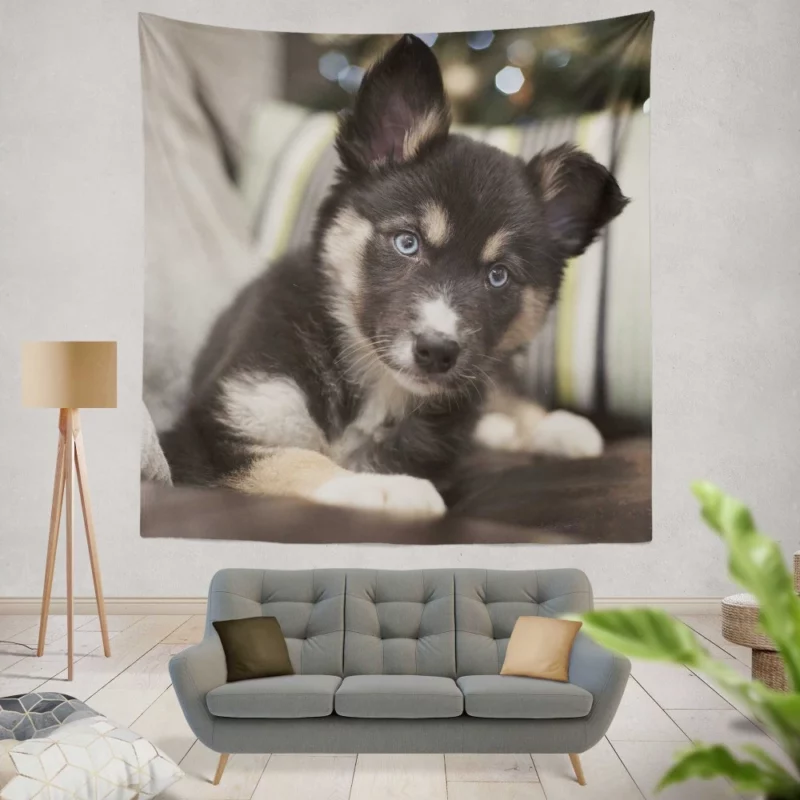 Adorable Puppy Playful Muzzle Wall Hanging Tapestry