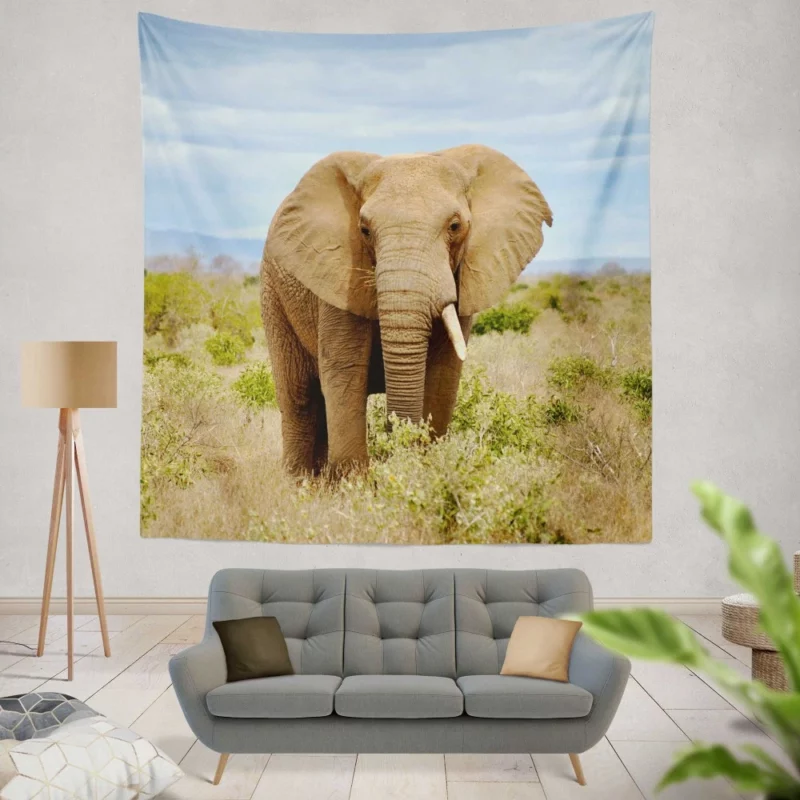 African Elephant in Bush Savanna Majesty Wall Hanging Tapestry