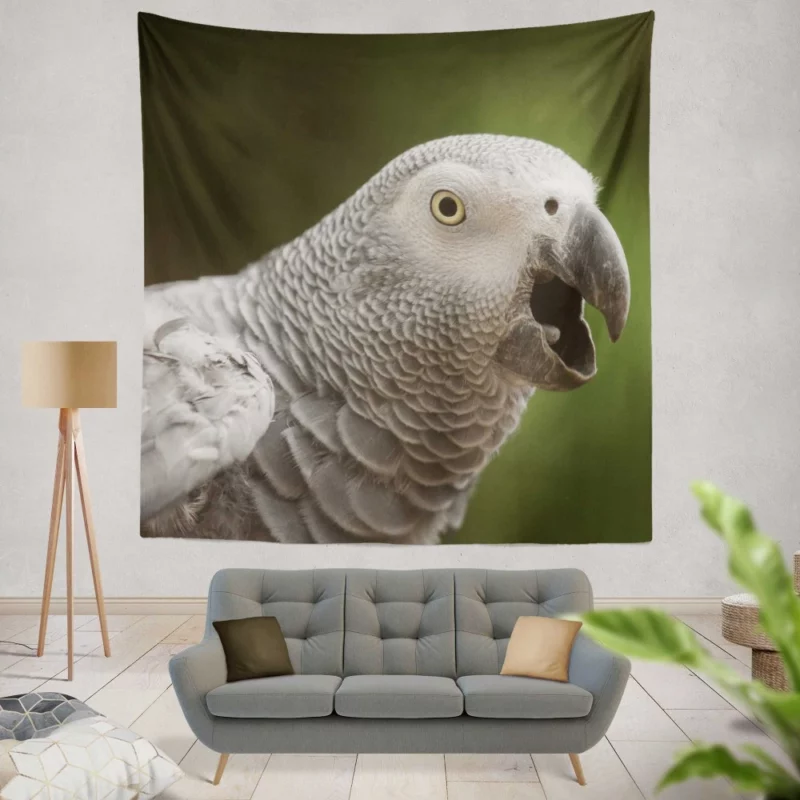 African Grey Parrot Clever Companion Feathered Friend Wall Hanging Tapestry