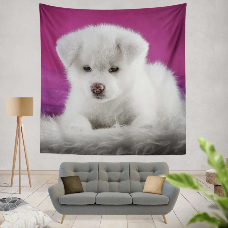 Akita Puppy Captivating Innocence Wall Hanging Tapestry