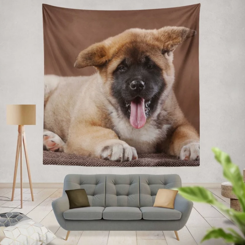 Akita Puppy Furry Innocence Wall Hanging Tapestry