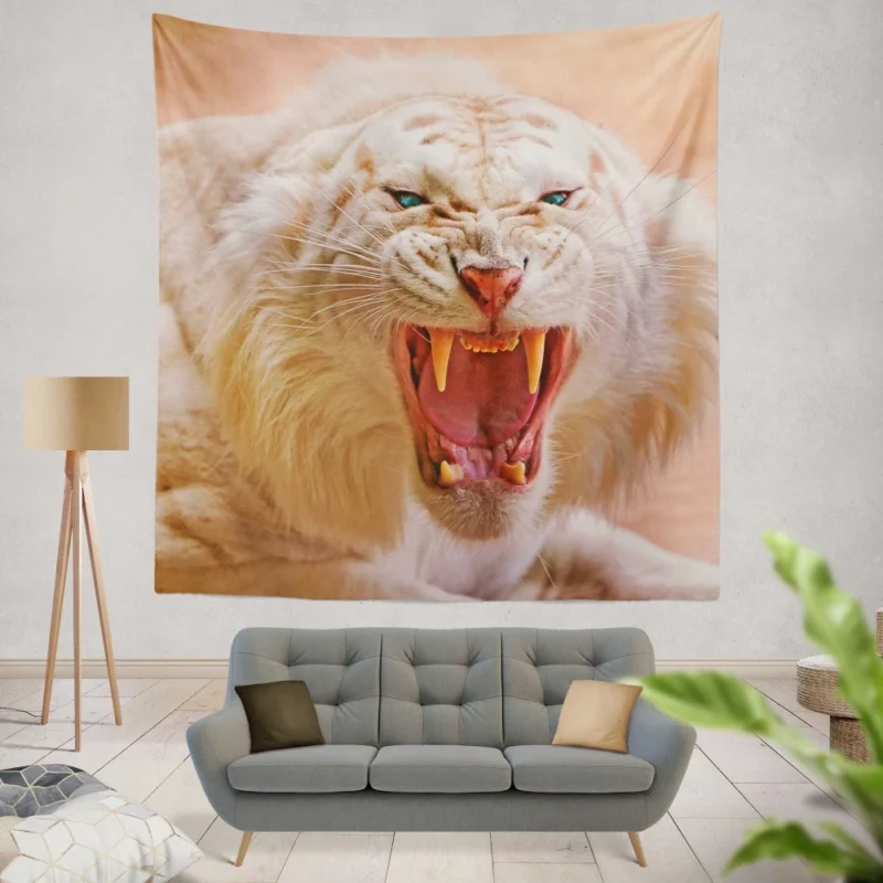 Albino Majesty White Tiger Elegance Wall Hanging Tapestry