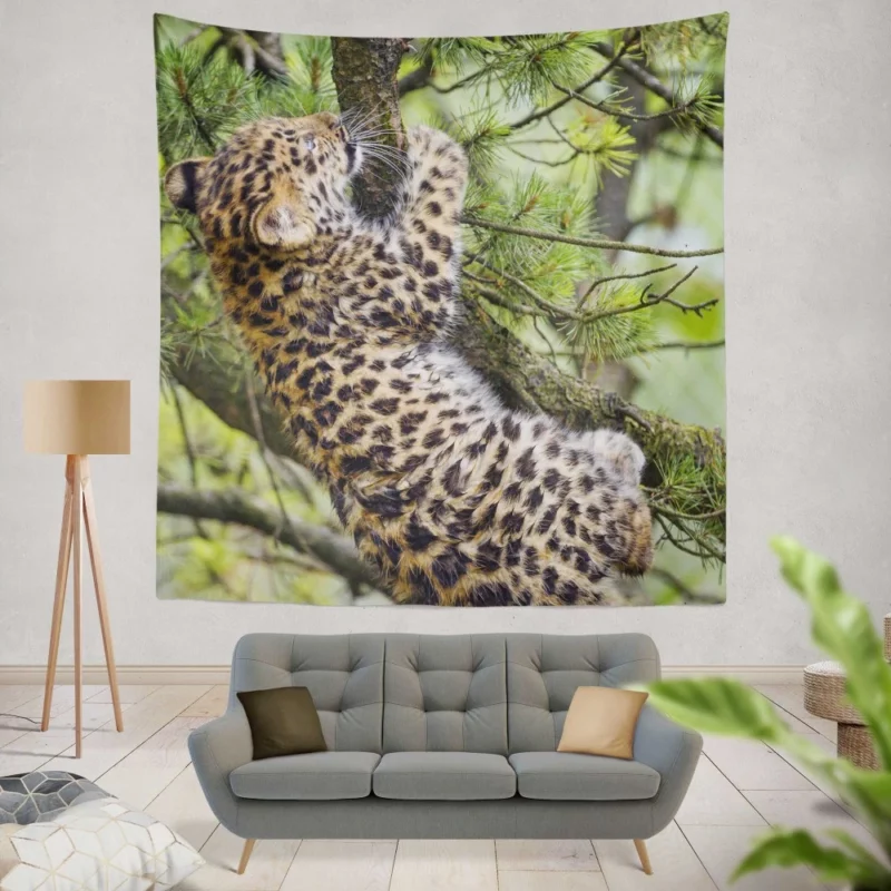 Amur Leopard Cub Wild Cuteness Wall Hanging Tapestry