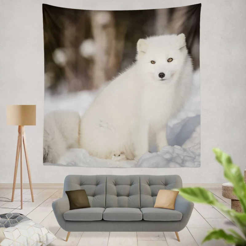 Arctic Fox Snowy Delight Cold Elegance Wall Hanging Tapestry