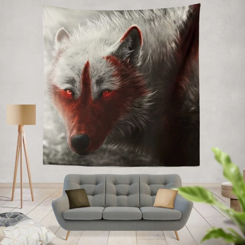 Arctic Wolf Digital Art Grace in Frost Wall Hanging Tapestry