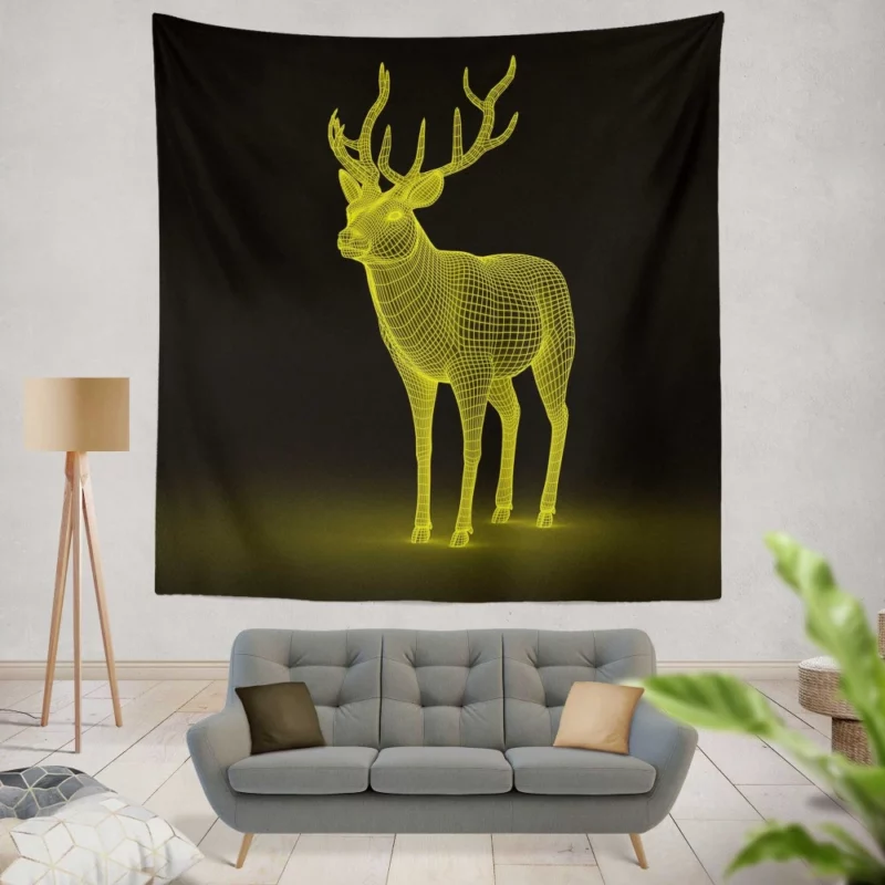 Artistic Deer in Vibrant Hues Wall Hanging Tapestry