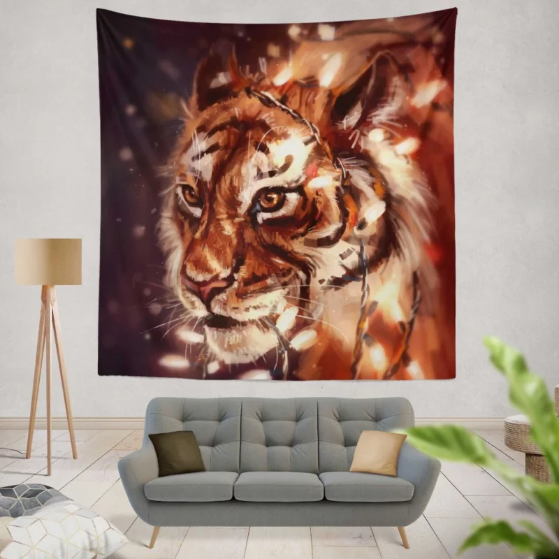 Artistic Impression The Tiger Roar Wall Hanging Tapestry