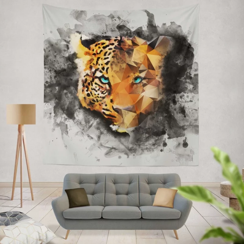 Artistic Leopard Faceted Intrigue Wall Hanging Tapestry