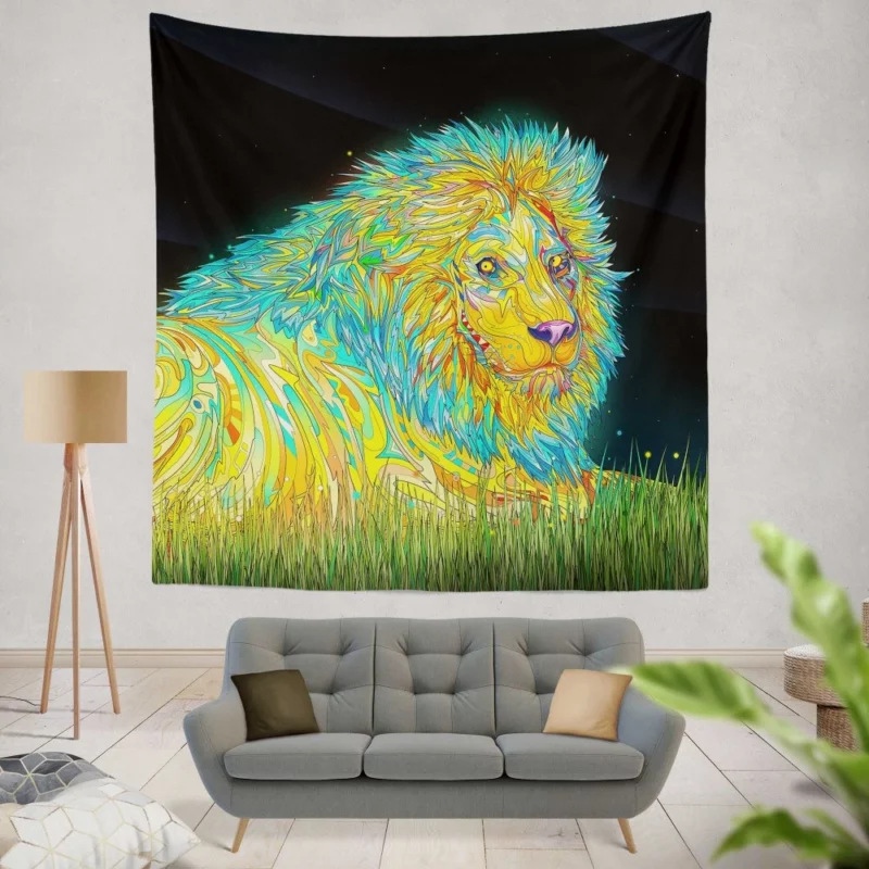 Artistic Lion Bold Strokes Wilderness Spirit Wall Hanging Tapestry