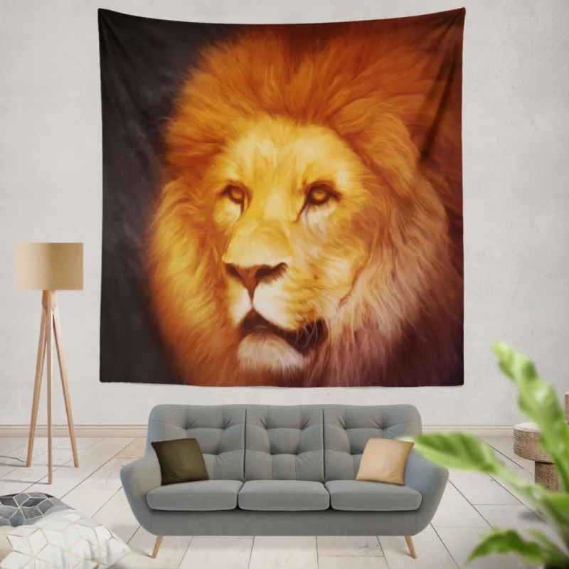 Artistic Lion Portrait Majestic Splendor Wall Hanging Tapestry