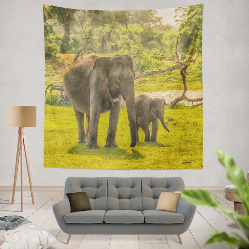 Asian Elephant Cuteness Wall Hanging Tapestry