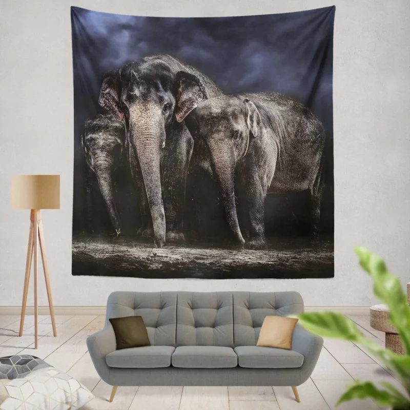 Asian Elephant Grandeur Wildlife Splendor Wall Hanging Tapestry