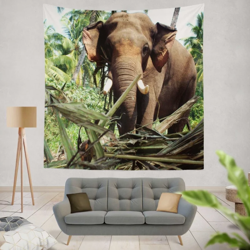 Asian Elephant Majesty Graceful Giants Wall Hanging Tapestry